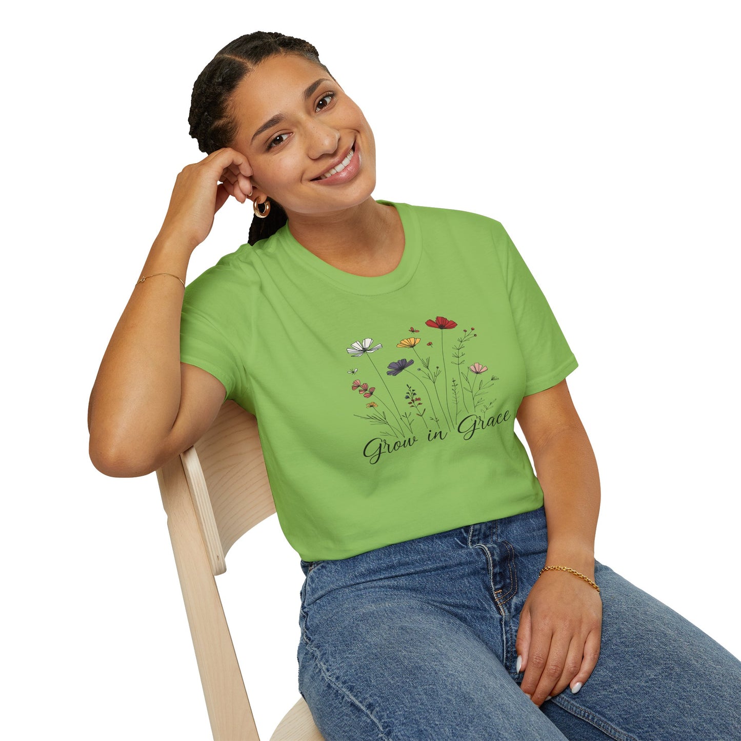 "Grow in Grace" Daisies - Unisex Softstyle T-Shirt