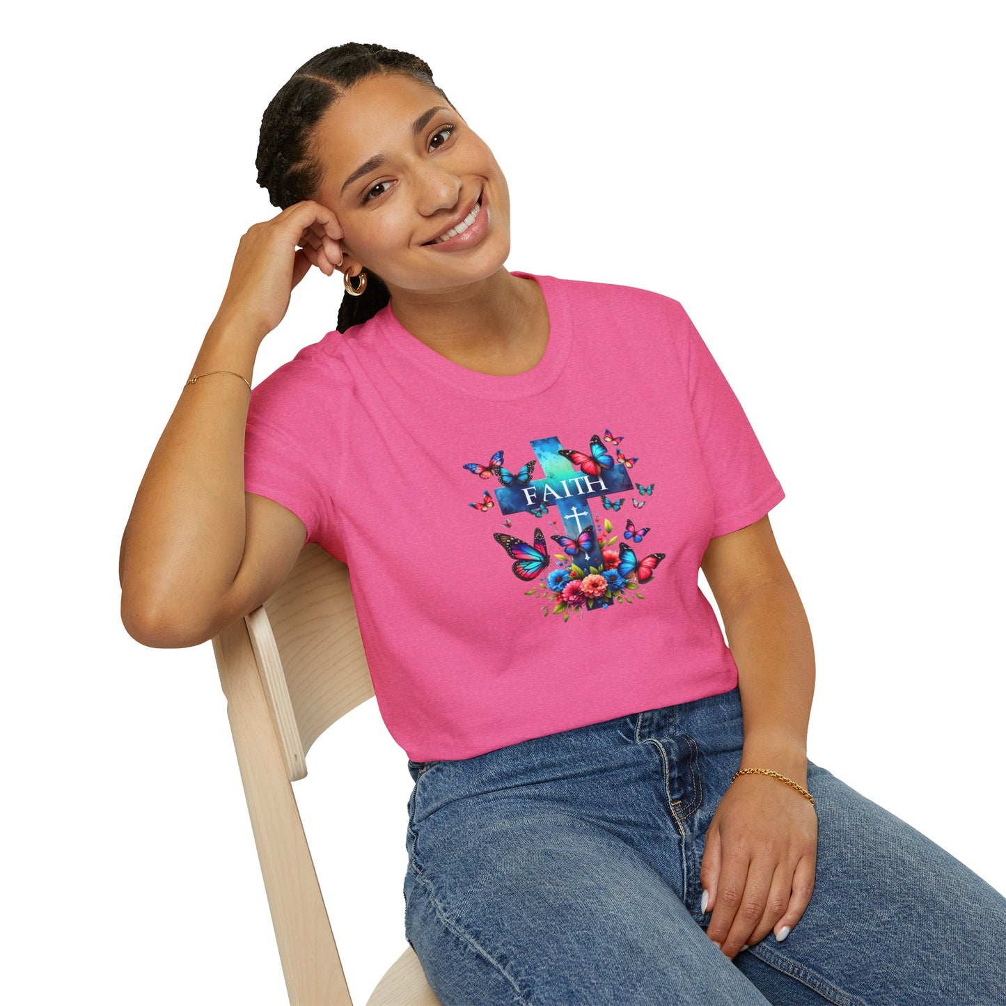 "Faith and Nature" -  Unisex T-Shirt - Christian, Butterfly Design