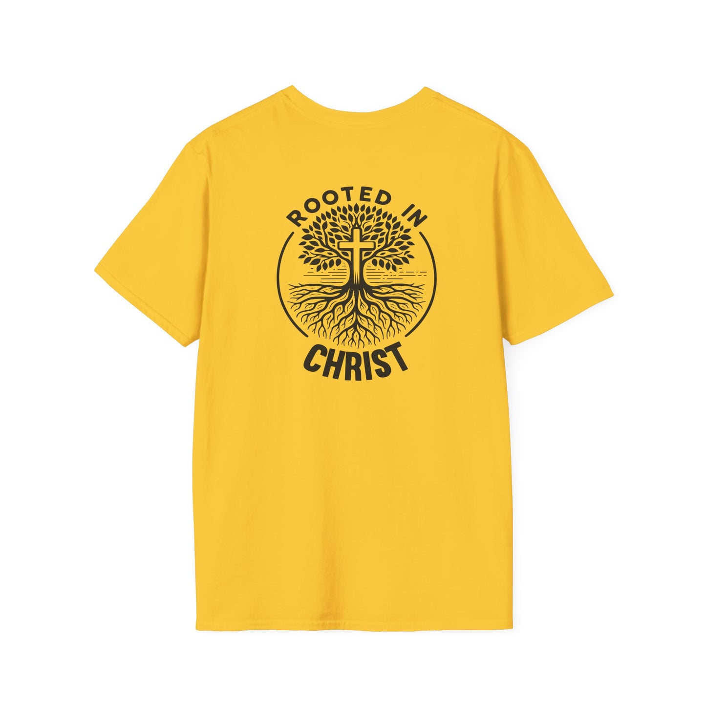 "Rooted In Christ" Back Print Unisex Softstyle T-Shirt