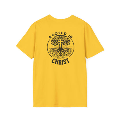 "Rooted In Christ" Back Print Unisex Softstyle T-Shirt