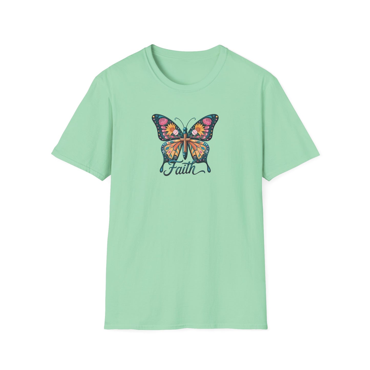 Faith Butterfly - Unisex Softstyle T-Shirt | Inspirational Tee, Gift for Her, Spring Fashion, Spiritual Wear, Summer Outfit