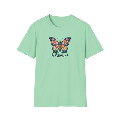 Faith Butterfly - Unisex Softstyle T-Shirt | Inspirational Tee, Gift for Her, Spring Fashion, Spiritual Wear, Summer Outfit