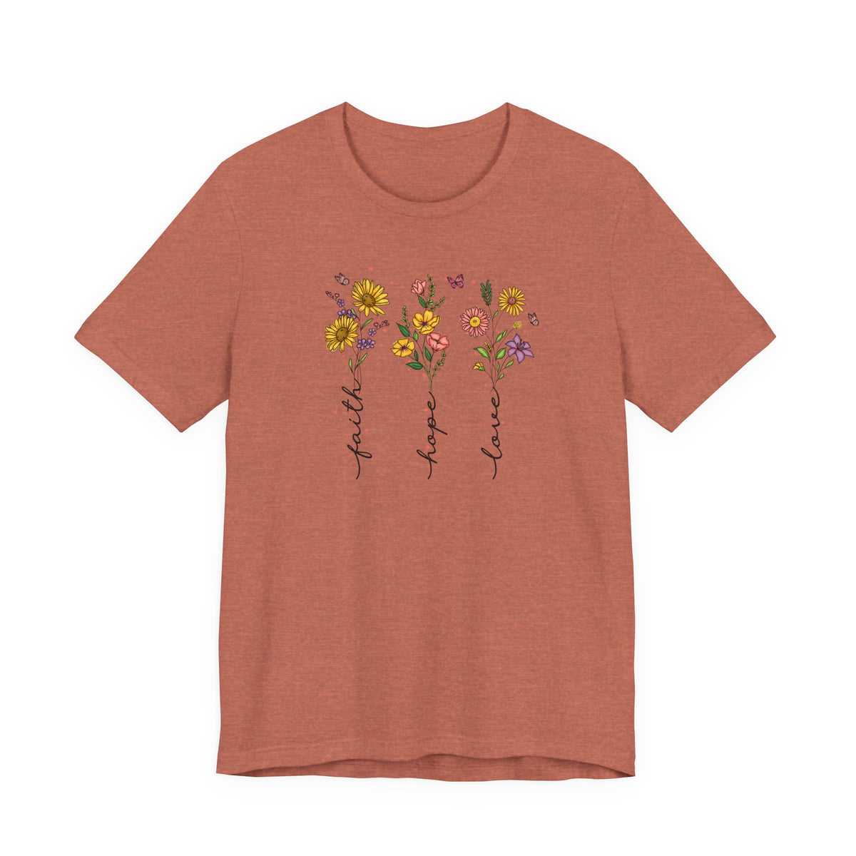 "Faith Hope Love" Flowers Unisex Softstyle T-Shirt