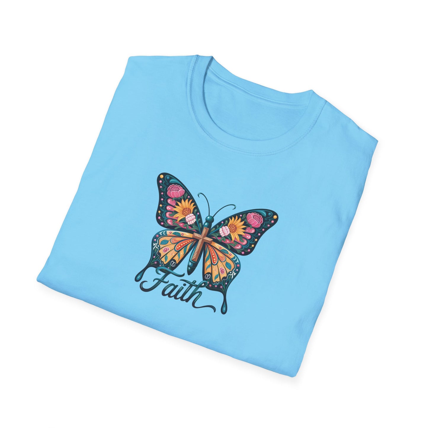Faith Butterfly - Unisex Softstyle T-Shirt | Inspirational Tee, Gift for Her, Spring Fashion, Spiritual Wear, Summer Outfit