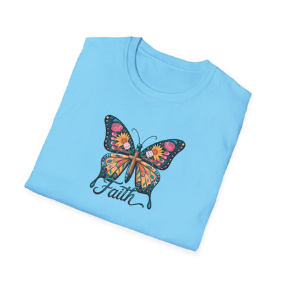 Faith Butterfly - Unisex Softstyle T-Shirt | Inspirational Tee, Gift for Her, Spring Fashion, Spiritual Wear, Summer Outfit