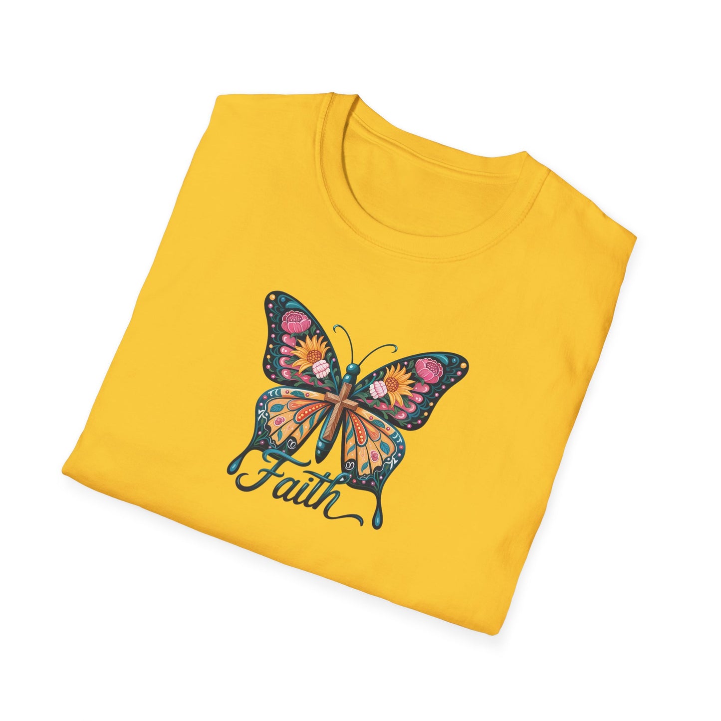 Faith Butterfly - Unisex Softstyle T-Shirt | Inspirational Tee, Gift for Her, Spring Fashion, Spiritual Wear, Summer Outfit