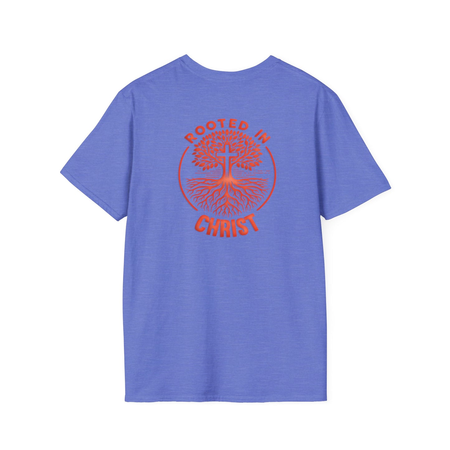 "Rooted In Christ" Back Print Unisex Softstyle T-Shirt