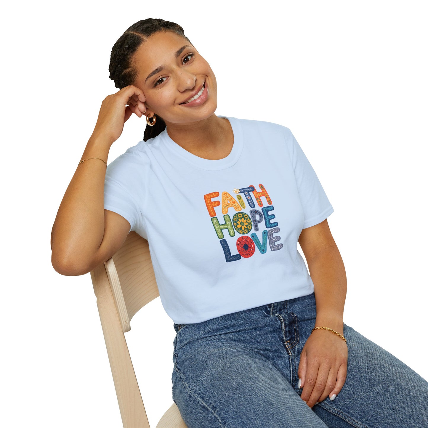 "Faith Hope Love" - Unisex Softstyle T-Shirt - Inspirational Graphic Tee