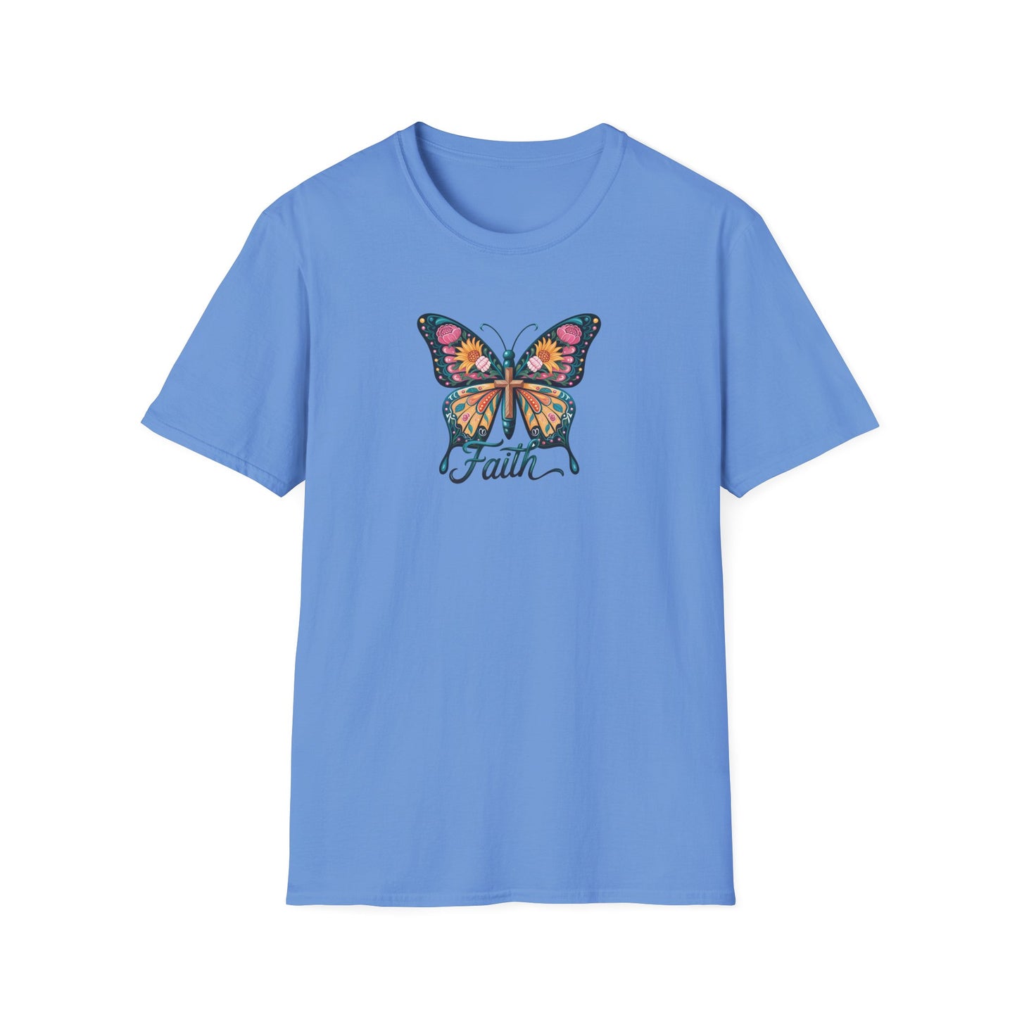 Faith Butterfly - Unisex Softstyle T-Shirt | Inspirational Tee, Gift for Her, Spring Fashion, Spiritual Wear, Summer Outfit