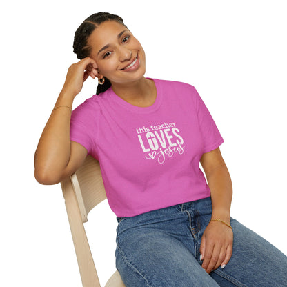 "This Teacher Loves Jesus" Unisex Softstyle T-Shirt