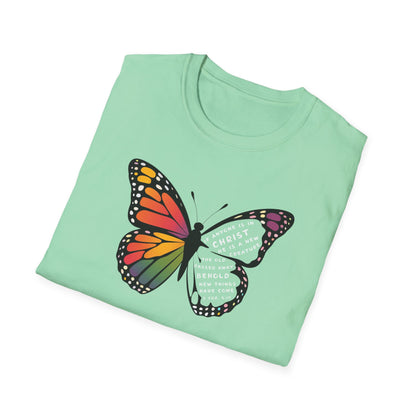 Bold & Colorful “New in Christ” Bible Verse Tee Unisex Softstyle T-Shirt