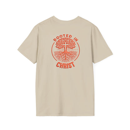 "Rooted In Christ" Back Print Unisex Softstyle T-Shirt