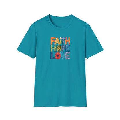 "Faith Hope Love" - Unisex Softstyle T-Shirt - Inspirational Graphic Tee