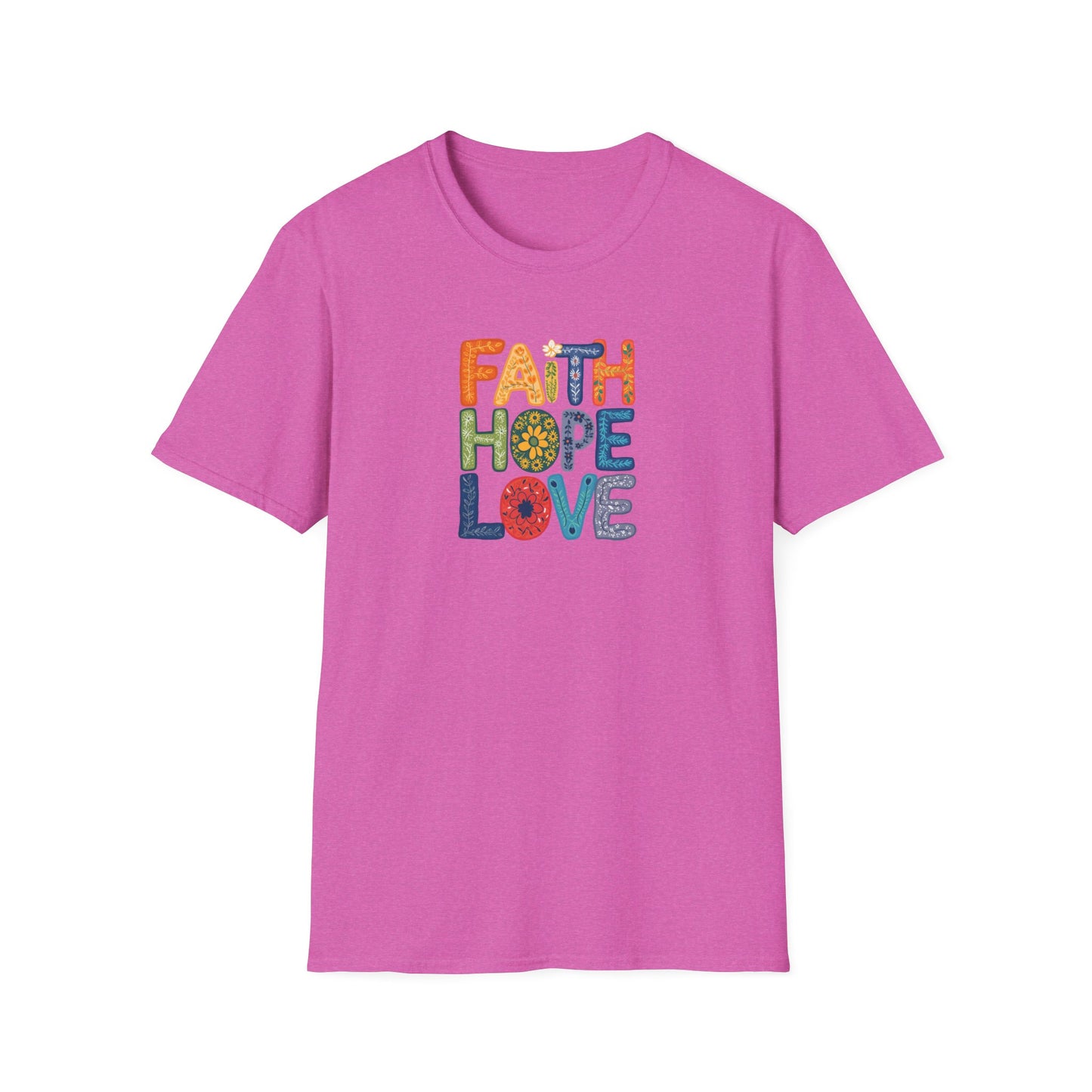 "Faith Hope Love" - Unisex Softstyle T-Shirt - Inspirational Graphic Tee
