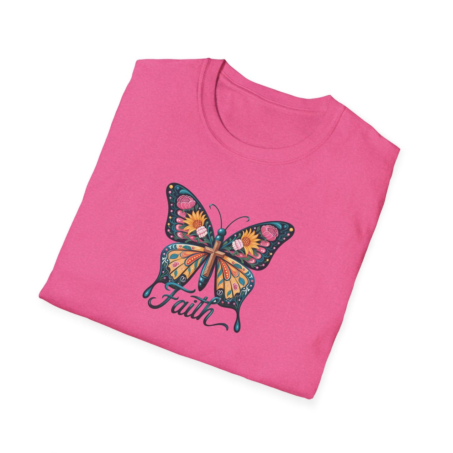 Faith Butterfly - Unisex Softstyle T-Shirt | Inspirational Tee, Gift for Her, Spring Fashion, Spiritual Wear, Summer Outfit