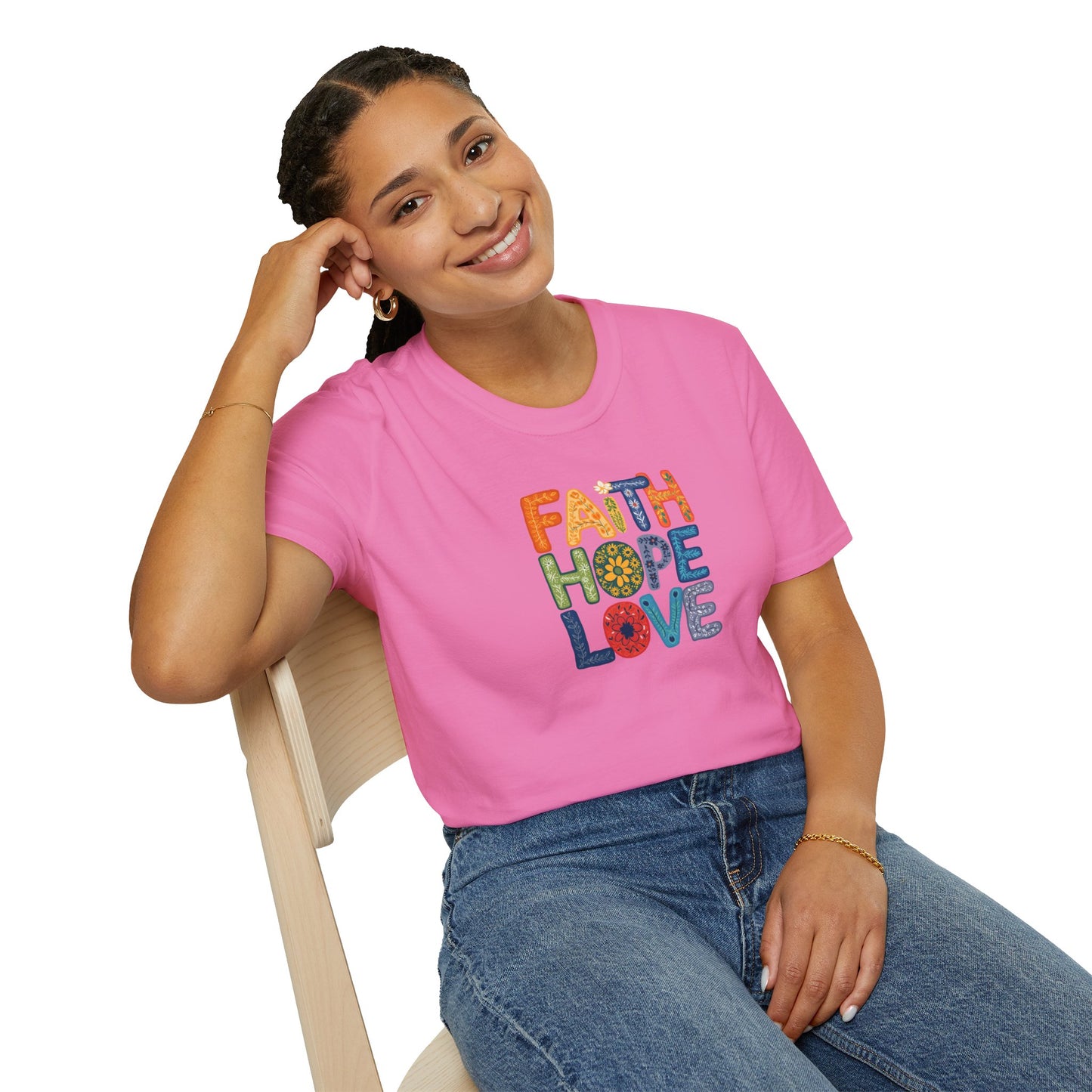 "Faith Hope Love" - Unisex Softstyle T-Shirt - Inspirational Graphic Tee