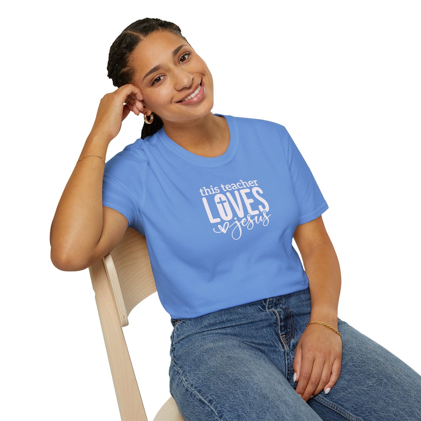 "This Teacher Loves Jesus" Unisex Softstyle T-Shirt