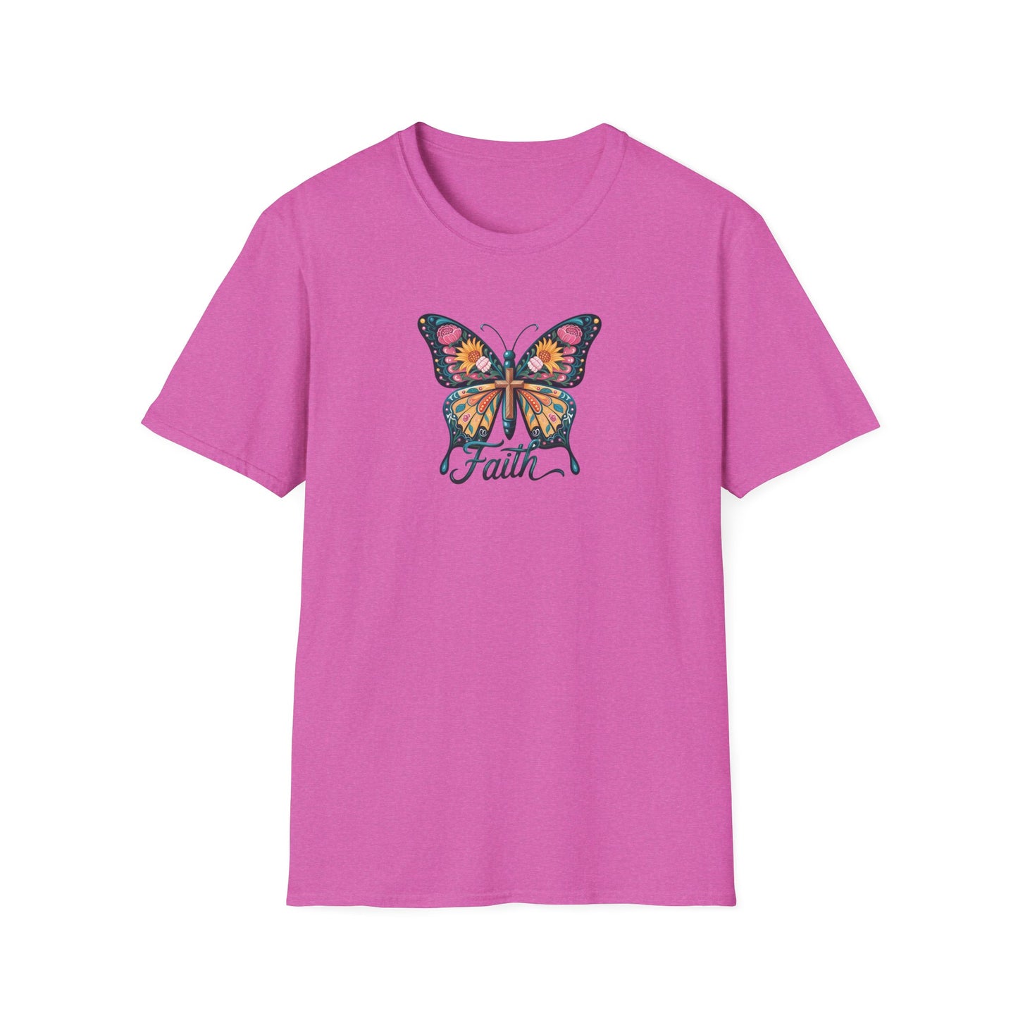 Faith Butterfly - Unisex Softstyle T-Shirt | Inspirational Tee, Gift for Her, Spring Fashion, Spiritual Wear, Summer Outfit
