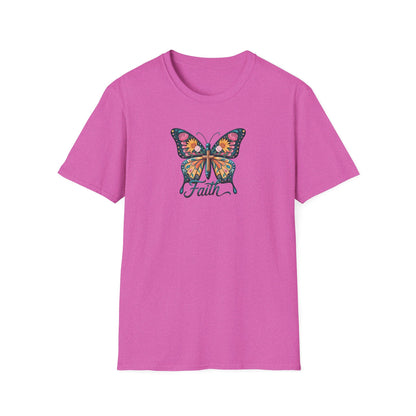 Faith Butterfly - Unisex Softstyle T-Shirt | Inspirational Tee, Gift for Her, Spring Fashion, Spiritual Wear, Summer Outfit