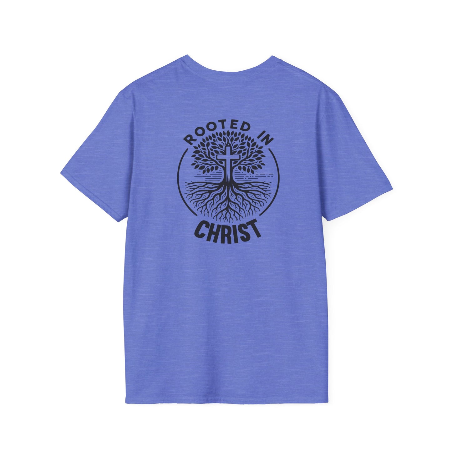 "Rooted In Christ" Back Print Unisex Softstyle T-Shirt
