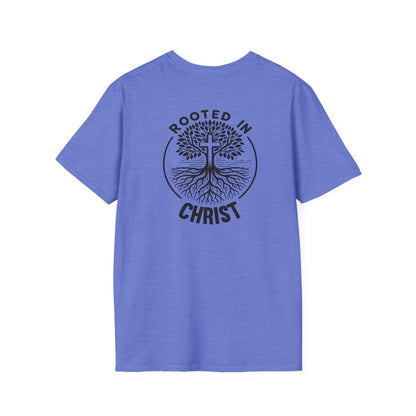 "Rooted In Christ" Back Print Unisex Softstyle T-Shirt