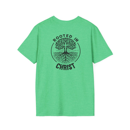 "Rooted In Christ" Back Print Unisex Softstyle T-Shirt