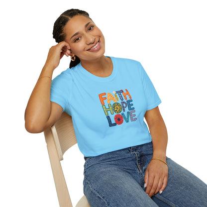 "Faith Hope Love" - Unisex Softstyle T-Shirt - Inspirational Graphic Tee