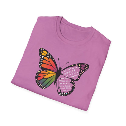 Bold & Colorful “New in Christ” Bible Verse Tee Unisex Softstyle T-Shirt