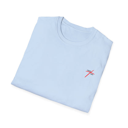 "Faith Can Move Mountains" Retro Unisex Softstyle T-Shirt Back Design