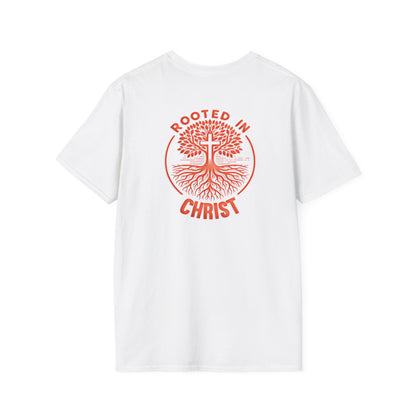 "Rooted In Christ" Back Print Unisex Softstyle T-Shirt