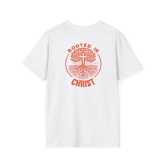 "Rooted In Christ" Back Print Unisex Softstyle T-Shirt