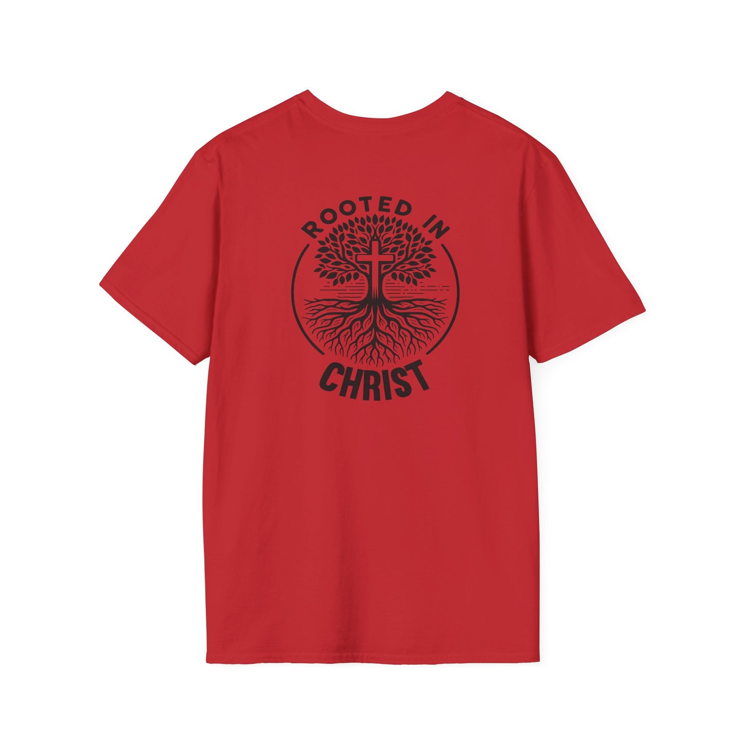 "Rooted In Christ" Back Print Unisex Softstyle T-Shirt