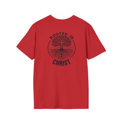 "Rooted In Christ" Back Print Unisex Softstyle T-Shirt