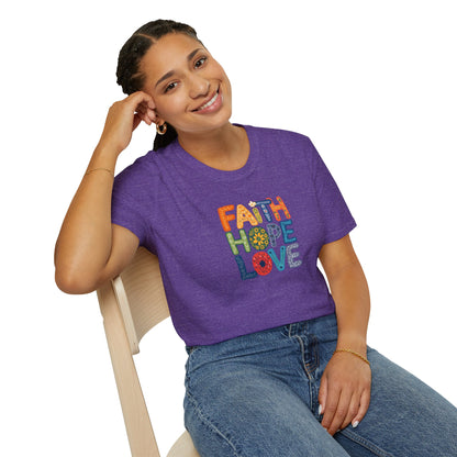 "Faith Hope Love" - Unisex Softstyle T-Shirt - Inspirational Graphic Tee