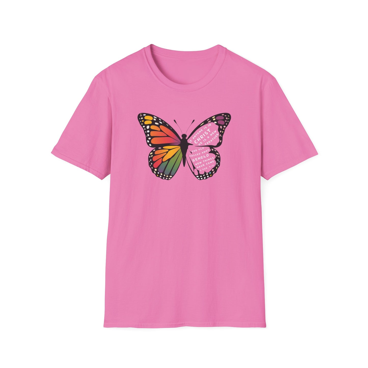 Bold & Colorful “New in Christ” Bible Verse Tee Unisex Softstyle T-Shirt