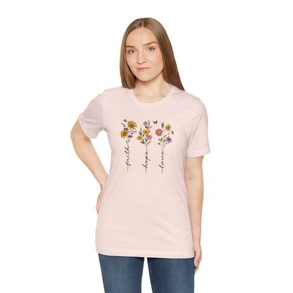 "Faith Hope Love" Flowers Unisex Softstyle T-Shirt