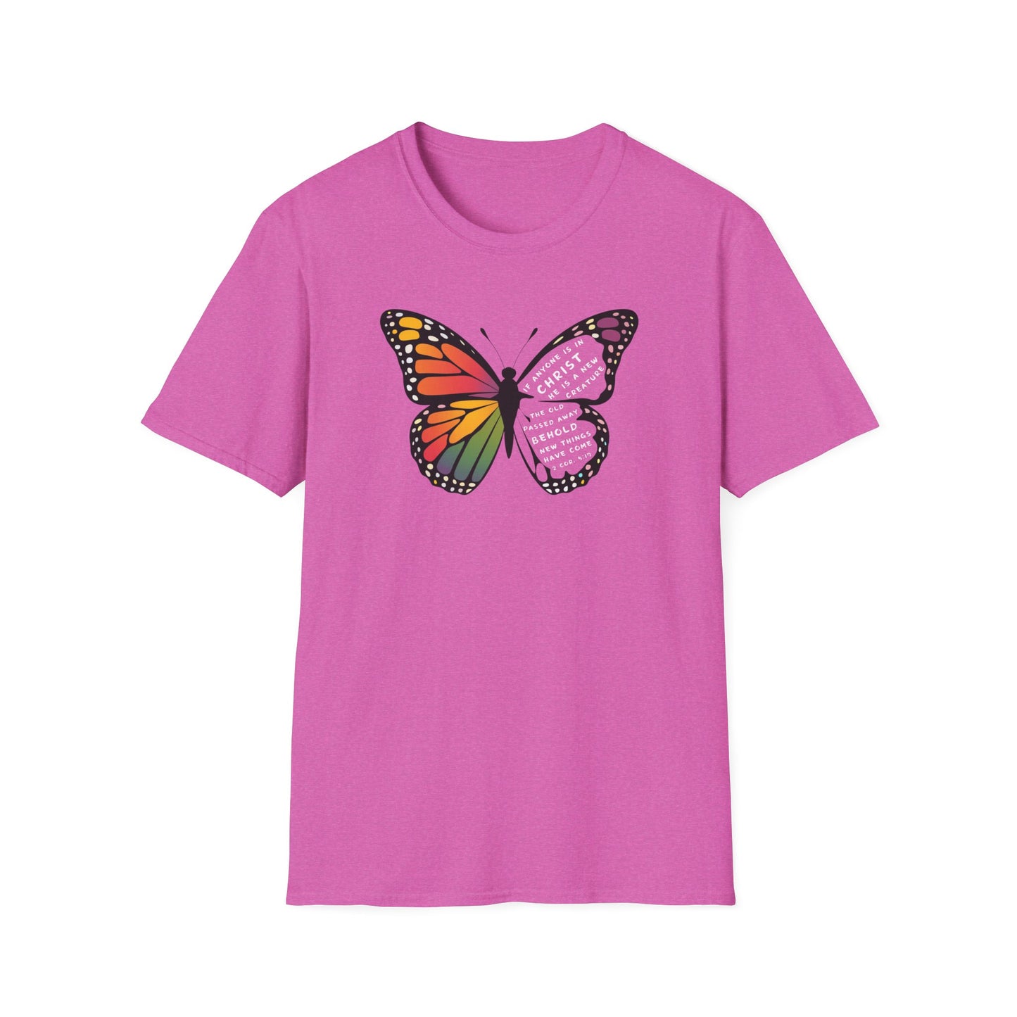 Bold & Colorful “New in Christ” Bible Verse Tee Unisex Softstyle T-Shirt