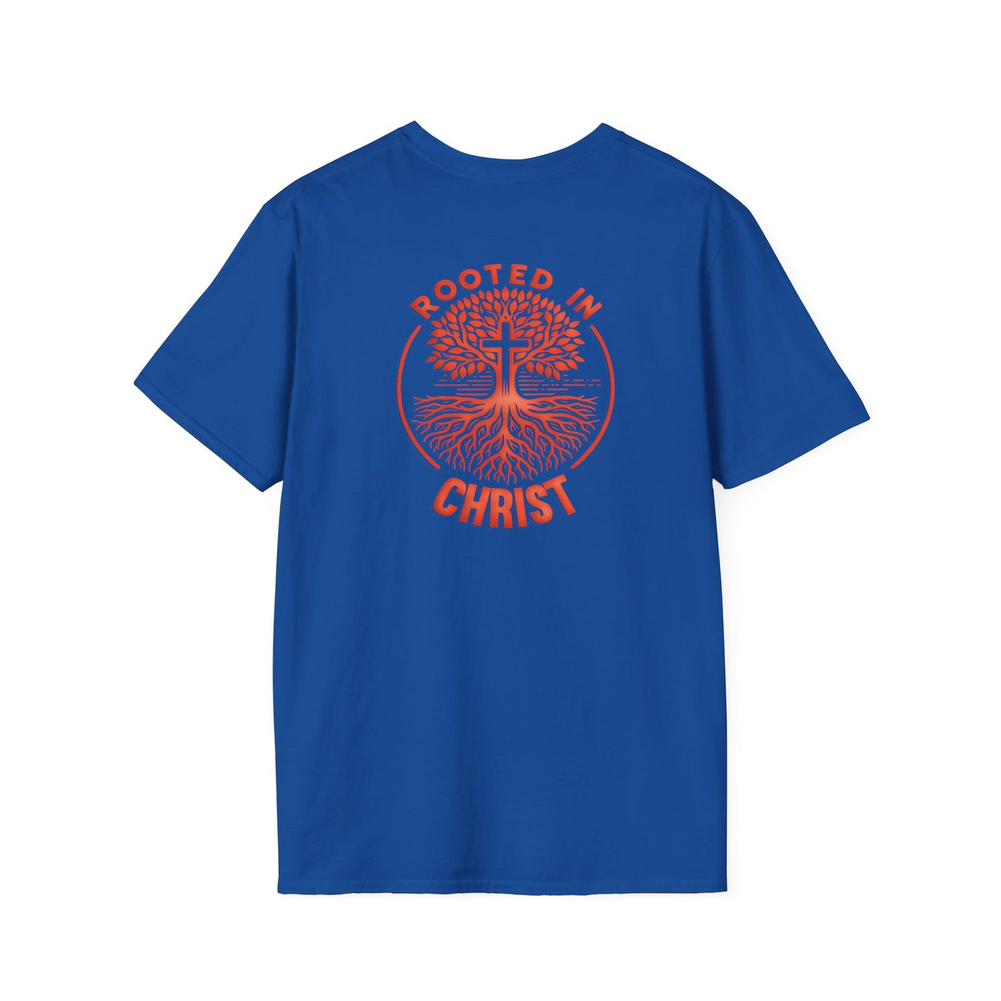 "Rooted In Christ" Back Print Unisex Softstyle T-Shirt