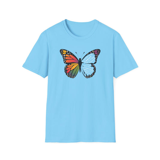 Bold & Colorful “New in Christ” Bible Verse Tee Unisex Softstyle T-Shirt