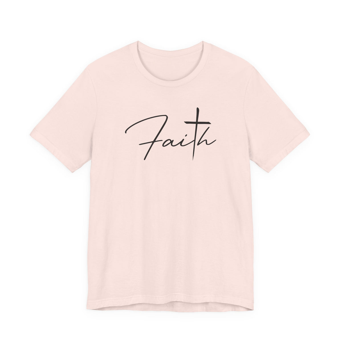 Faith Script Tee — Minimalist Christian T-Shirt with Cross