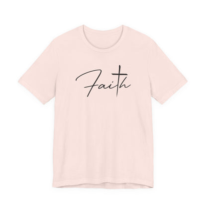 Faith Script Tee — Minimalist Christian T-Shirt with Cross