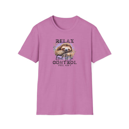 "Relax God is in Control" - Unisex Softstyle T-Shirt