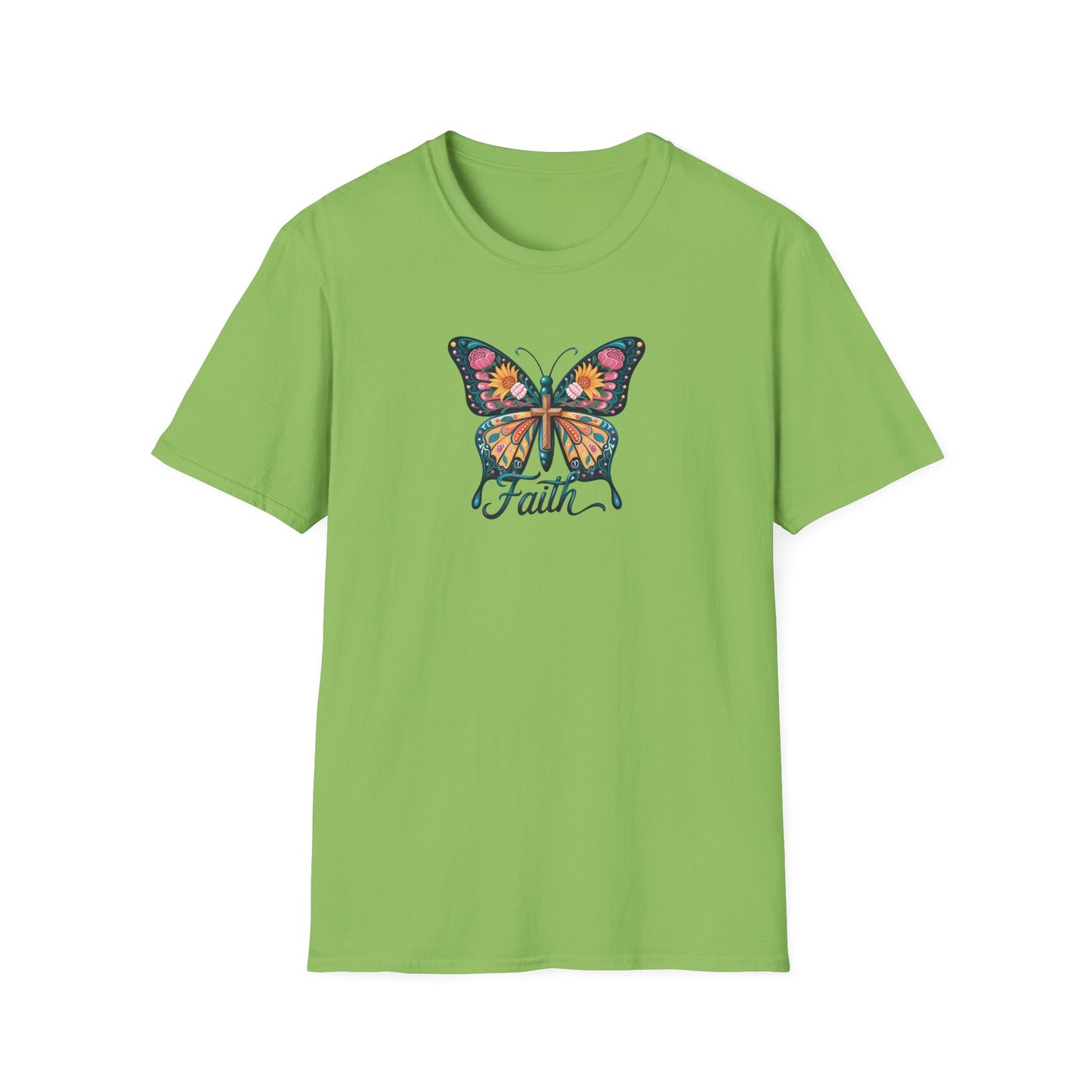 Faith Butterfly - Unisex Softstyle T-Shirt | Inspirational Tee, Gift for Her, Spring Fashion, Spiritual Wear, Summer Outfit