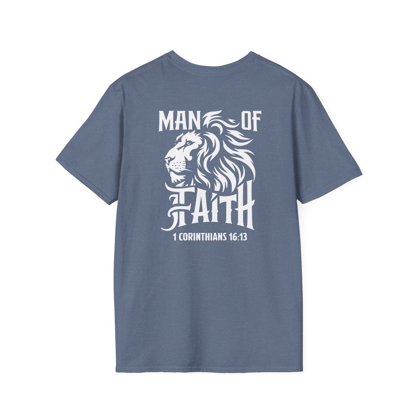 Man of Faith 1 Corth Back Print  Unisex Softstyle T-Shirt