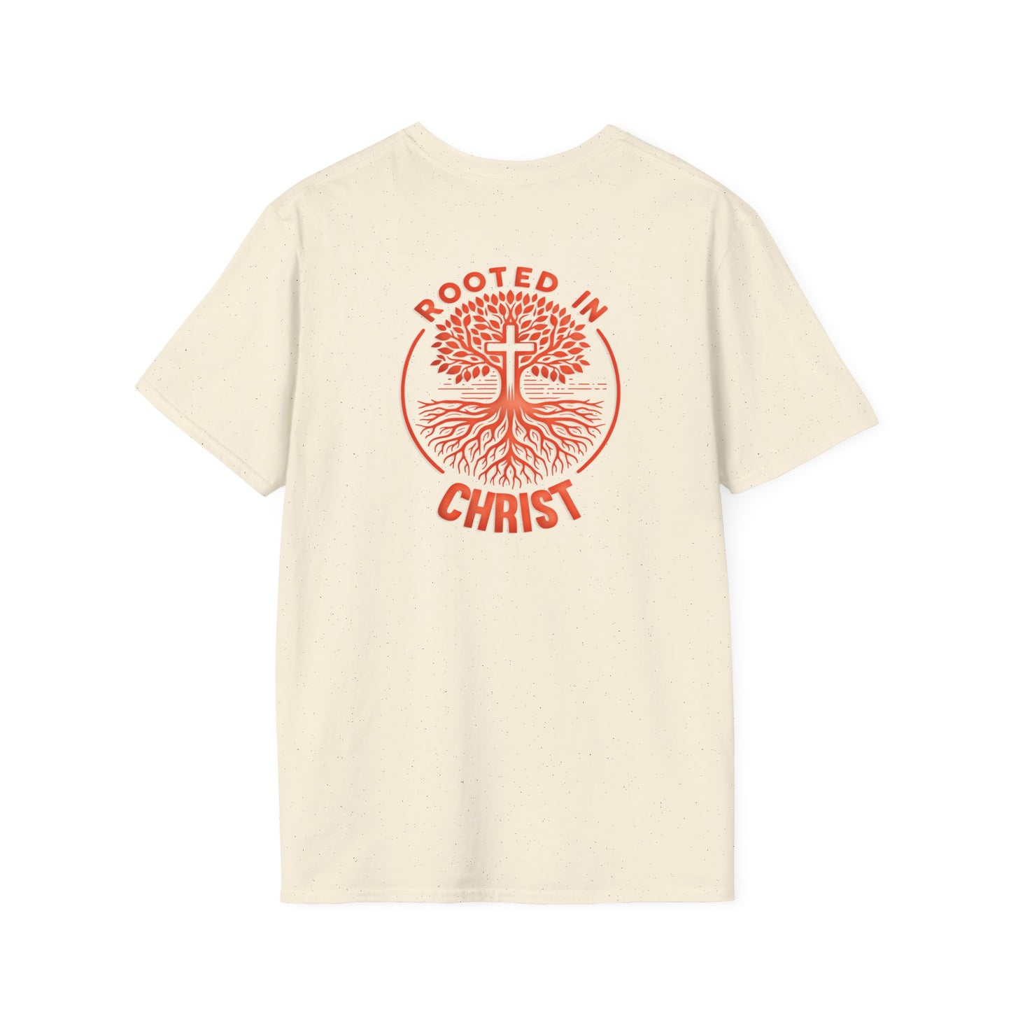 "Rooted In Christ" Back Print Unisex Softstyle T-Shirt