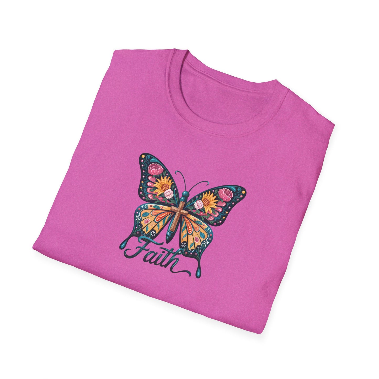 Faith Butterfly - Unisex Softstyle T-Shirt | Inspirational Tee, Gift for Her, Spring Fashion, Spiritual Wear, Summer Outfit