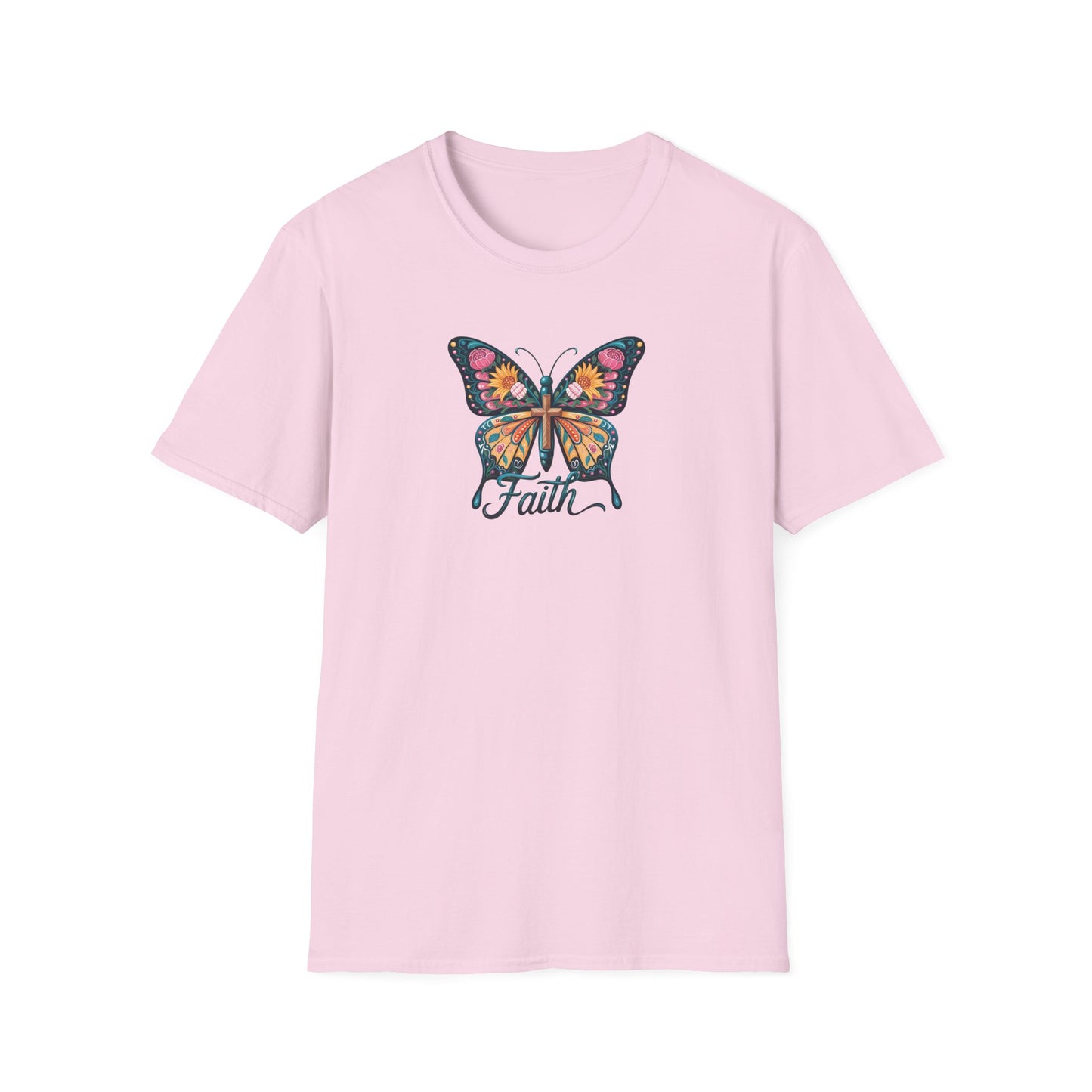 Faith Butterfly - Unisex Softstyle T-Shirt | Inspirational Tee, Gift for Her, Spring Fashion, Spiritual Wear, Summer Outfit
