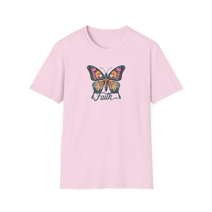 Faith Butterfly - Unisex Softstyle T-Shirt | Inspirational Tee, Gift for Her, Spring Fashion, Spiritual Wear, Summer Outfit