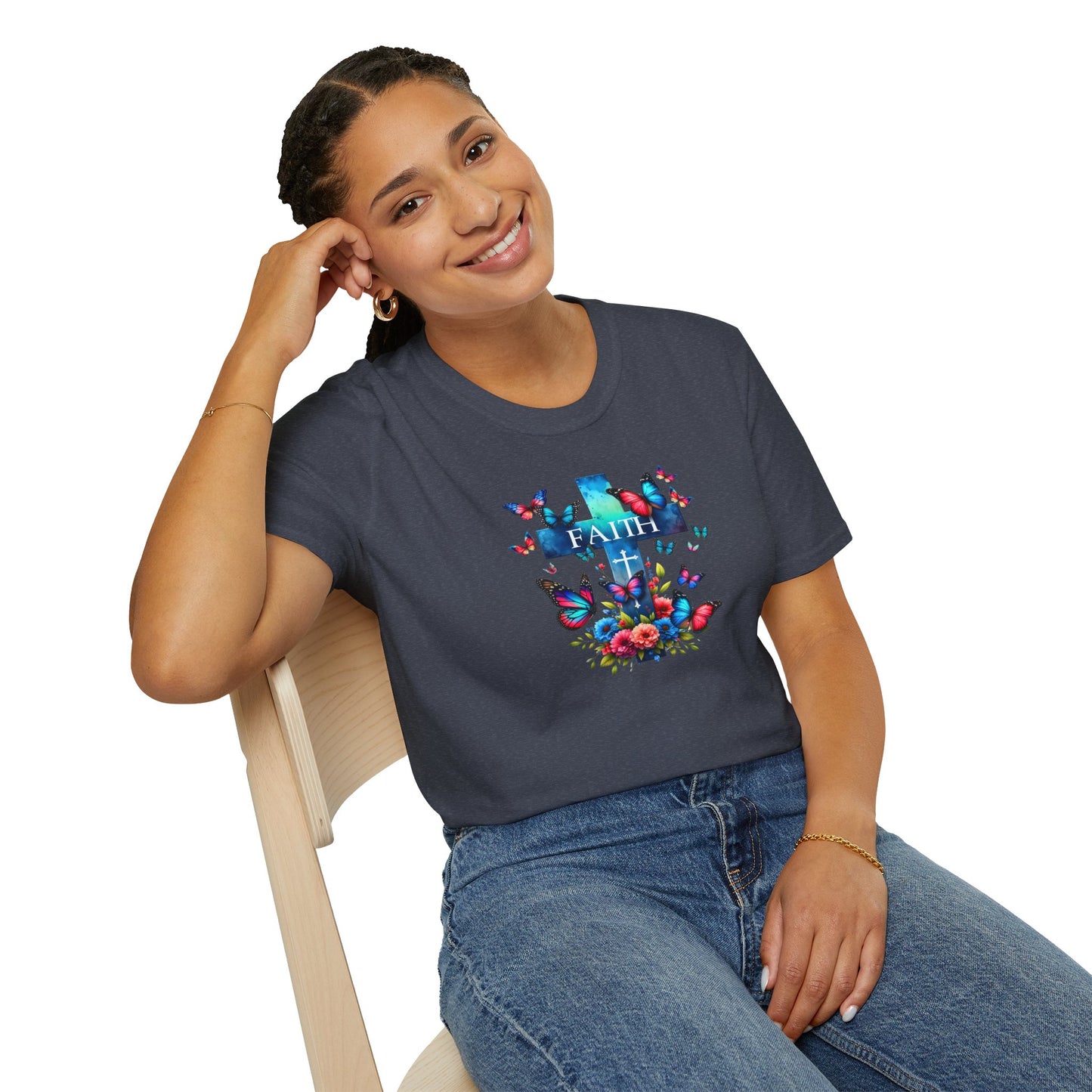 "Faith and Nature" -  Unisex T-Shirt - Christian, Butterfly Design