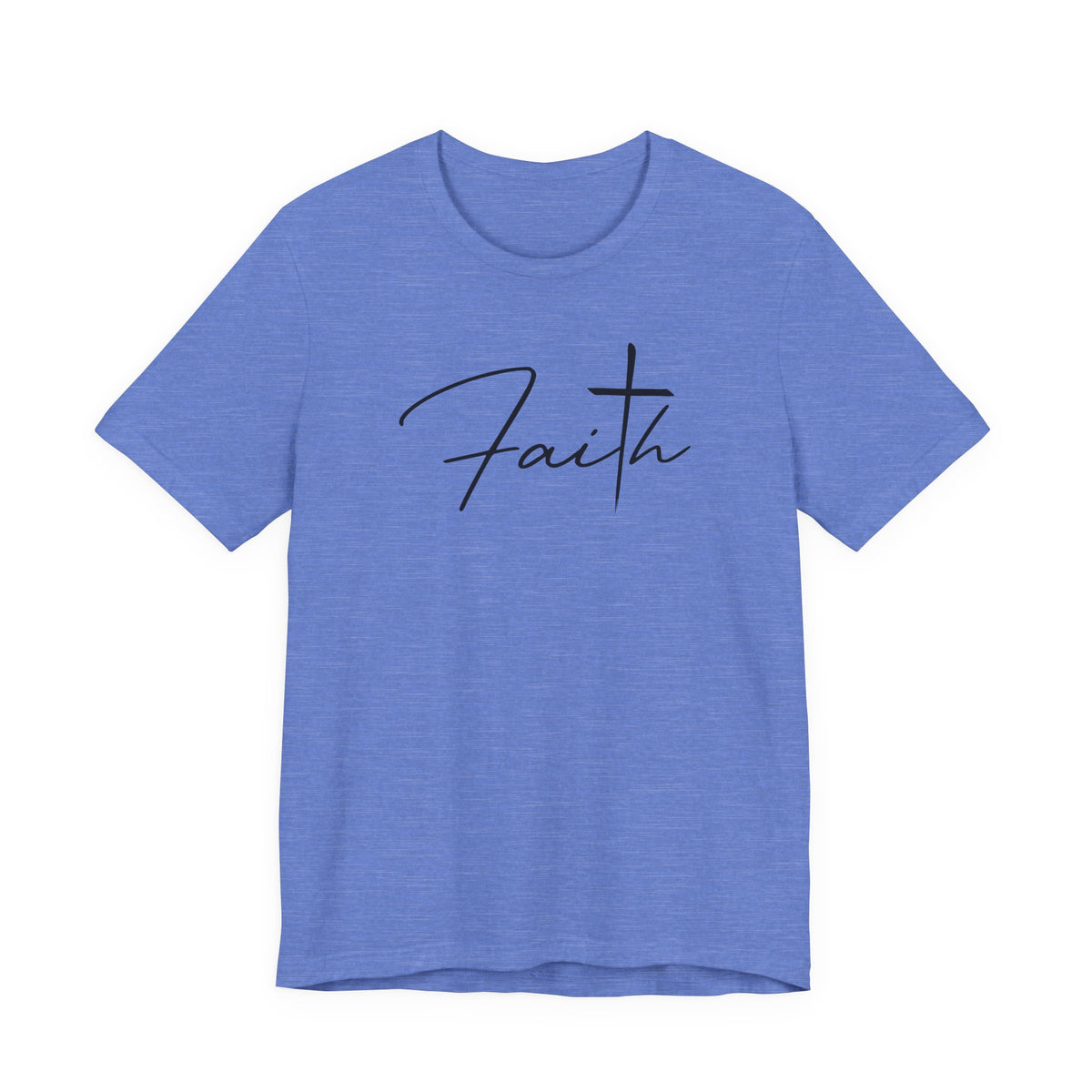 Faith Script Tee — Minimalist Christian T-Shirt with Cross